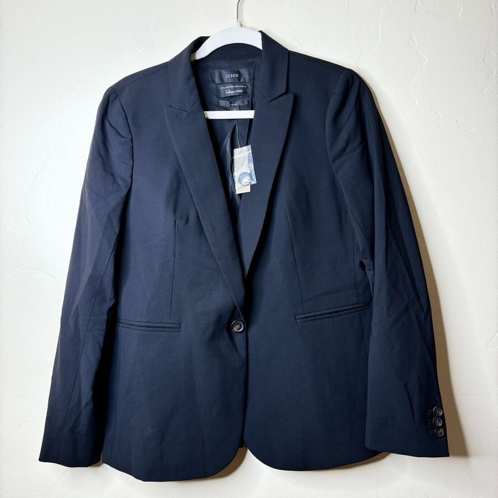 J. Crew Parke Blazer Sz 10 Black Tollegno 1900 Italian Stretch Wool NWT Corpcore