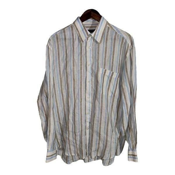 Canali Pure Linen Made in Italy Button Up Shirt L
