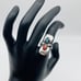 Vintage Handmade Kingman Turquoise & Coral Shadowbox Unique Sterling Silver Ring