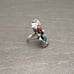 Vintage Handmade Kingman Turquoise & Coral Shadowbox Unique Sterling Silver Ring