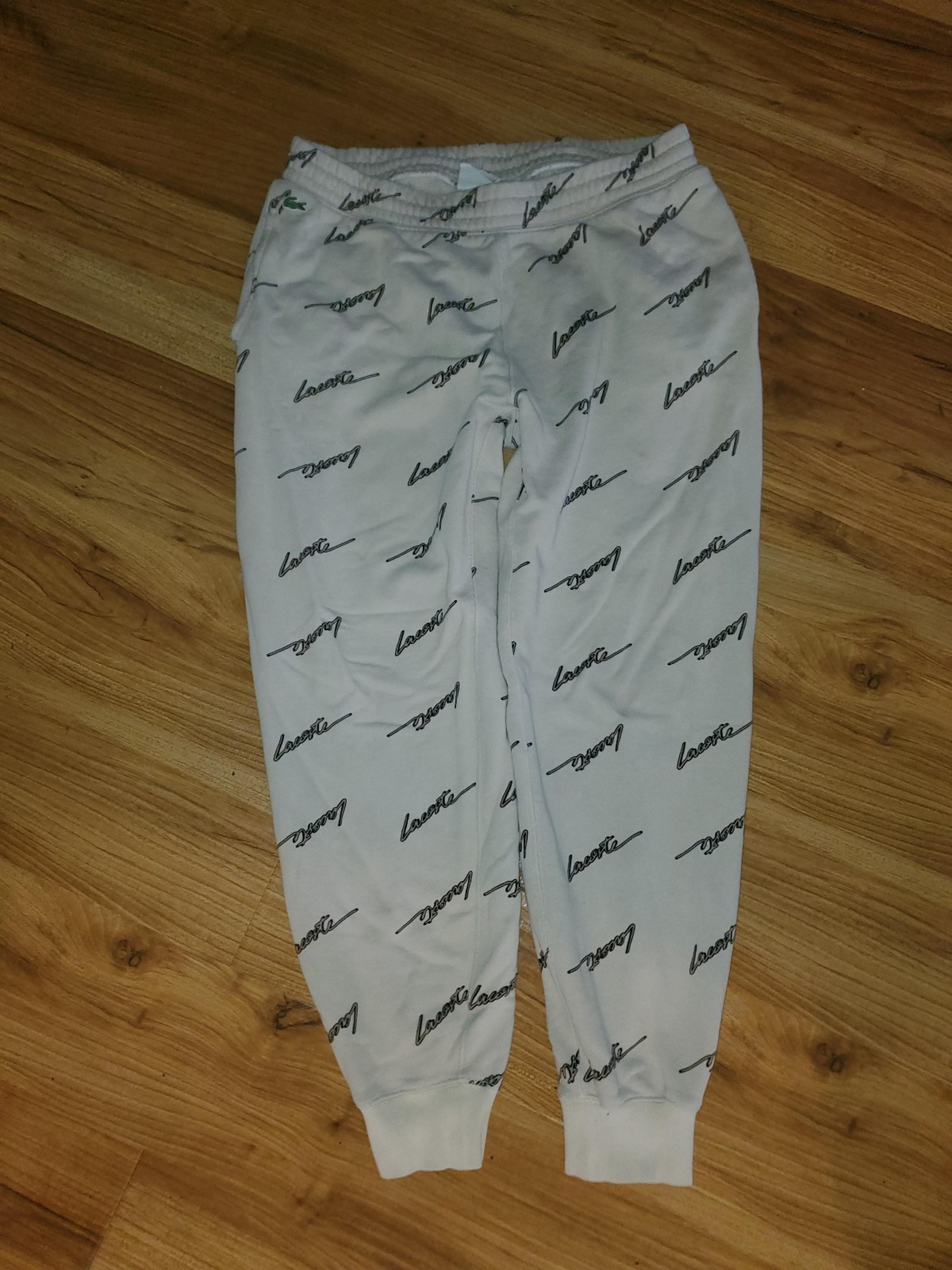 Lacoste Allover Spellout Tapered Sweatpants Mens L