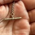 The Lock It Down Long silver necklace with lock and toggle closure