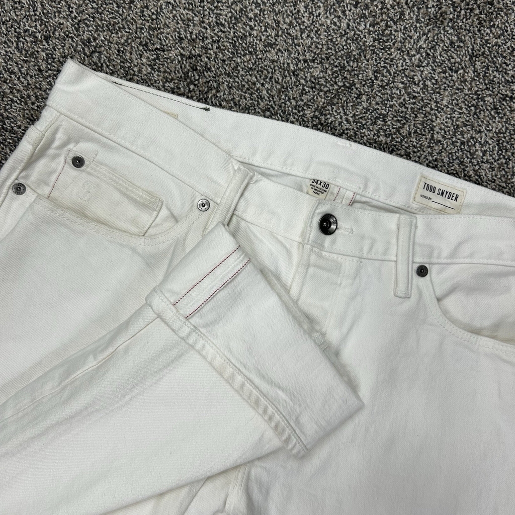 Todd Snyder New York Japanese Selvedge Denim White Jeans Mens 34x30 Thick Canvas