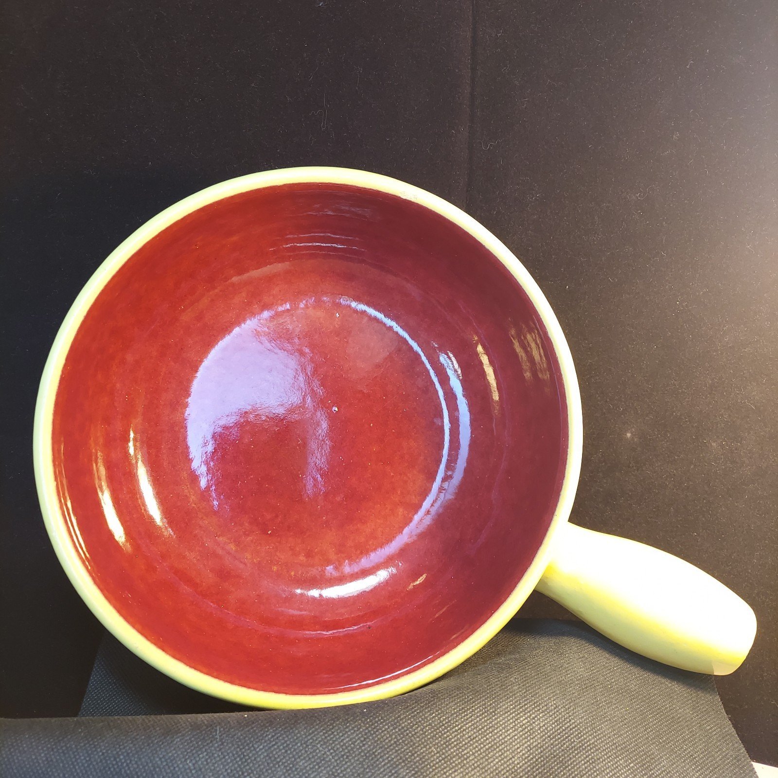 Landert Vintage Swiss Ceramic Pot Yellow and Burgundy