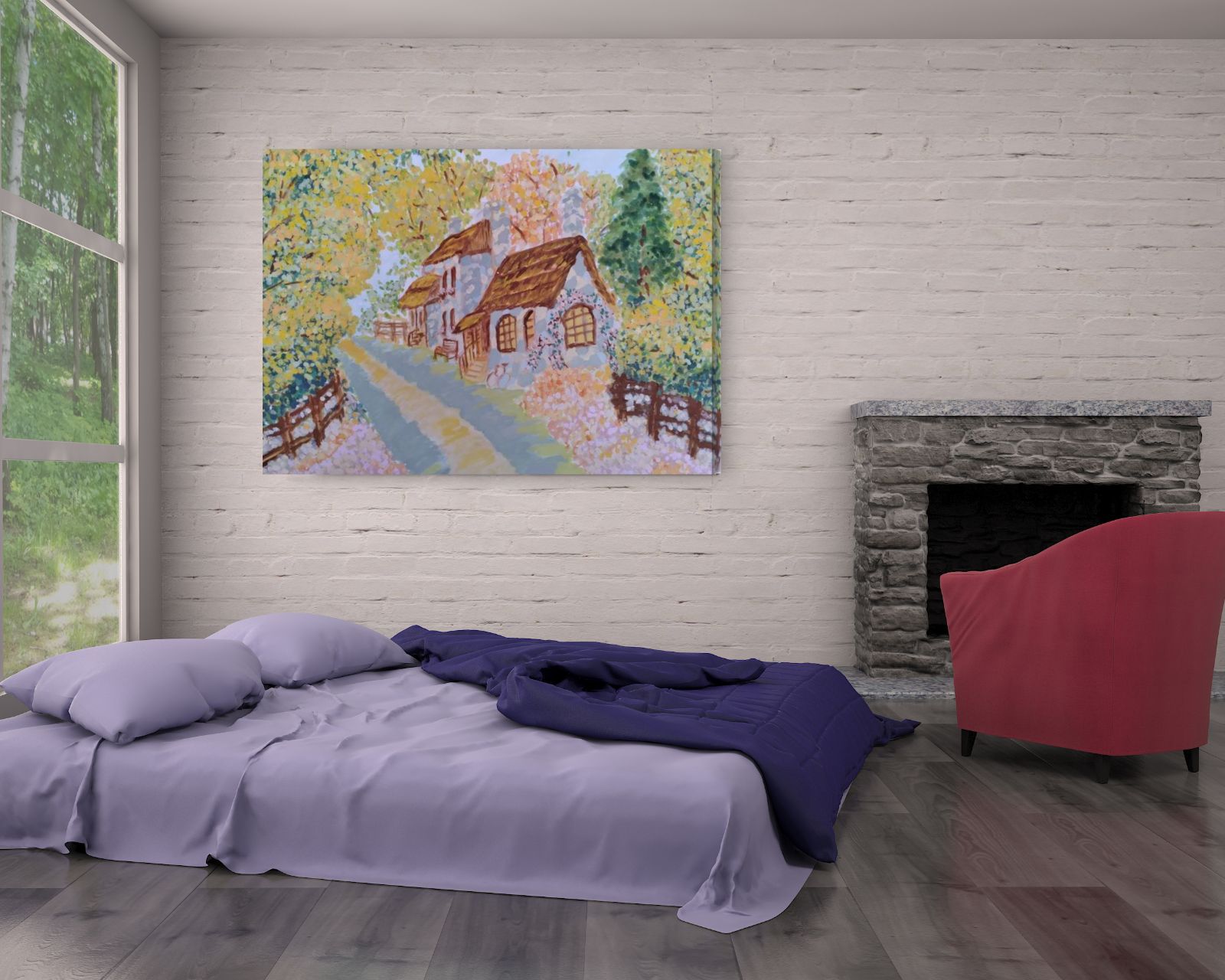 Summer cottage large canvas