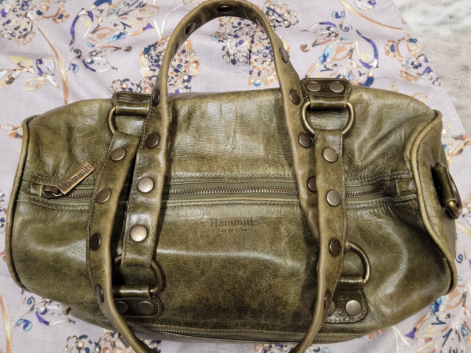 HAMMITT VINTAGE HTF RARE olive-green leather Dr. Bag, Satchel Please READ