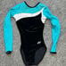 Women's AF teal velvet w/Lycra multi sparkle gymnastics tumbling leotard sz AM