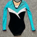 Women's AF teal velvet w/Lycra multi sparkle gymnastics tumbling leotard sz AM