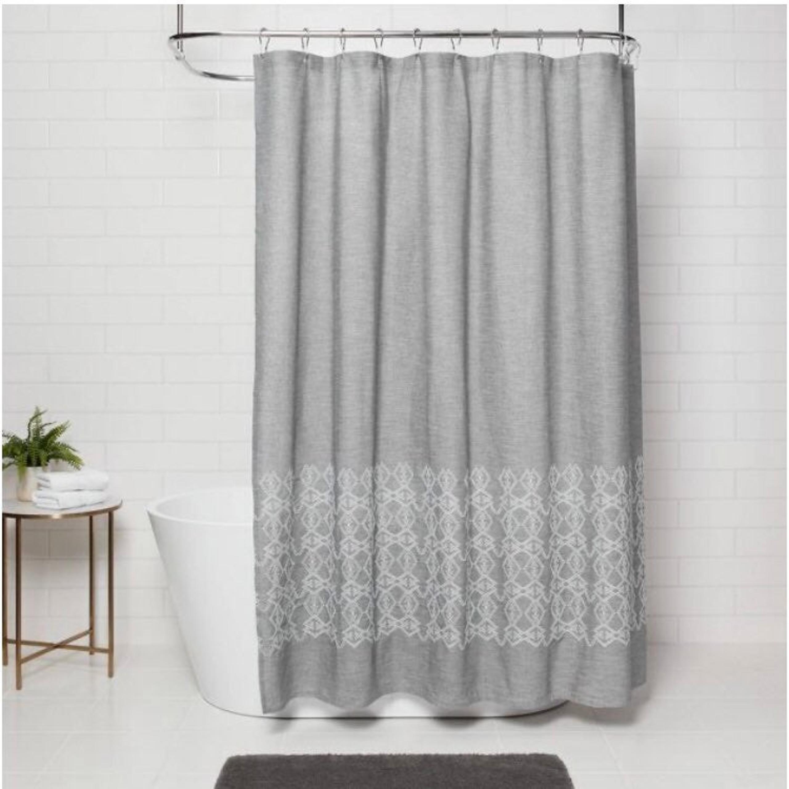 Embroidered Shower Curtain Gray - Threshold™