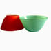 Vintage Set of 2 Glass Cereal Fruit Bowls Mint Green Orange Fire King? 3 1/2