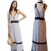 Anthropologie Lilka Maxi Dress Sz M White Stripe Bohemian Coastal Tiered Coastal