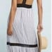Anthropologie Lilka Maxi Dress Sz M White Stripe Bohemian Coastal Tiered Coastal