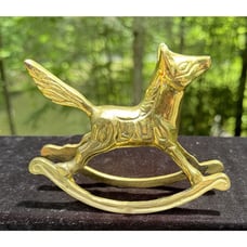 Vintage Solid Brass Rocking Horse Figurine Ornament Paperweight MCM -A88
