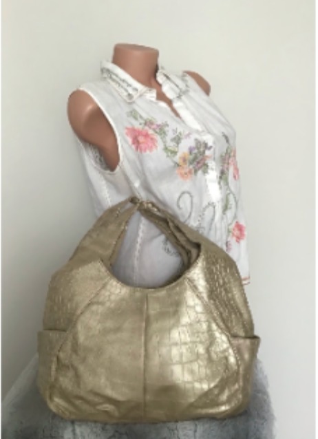 The Bueno Gold Metallic Beige Purse Shoulder Bag Tote Brand New