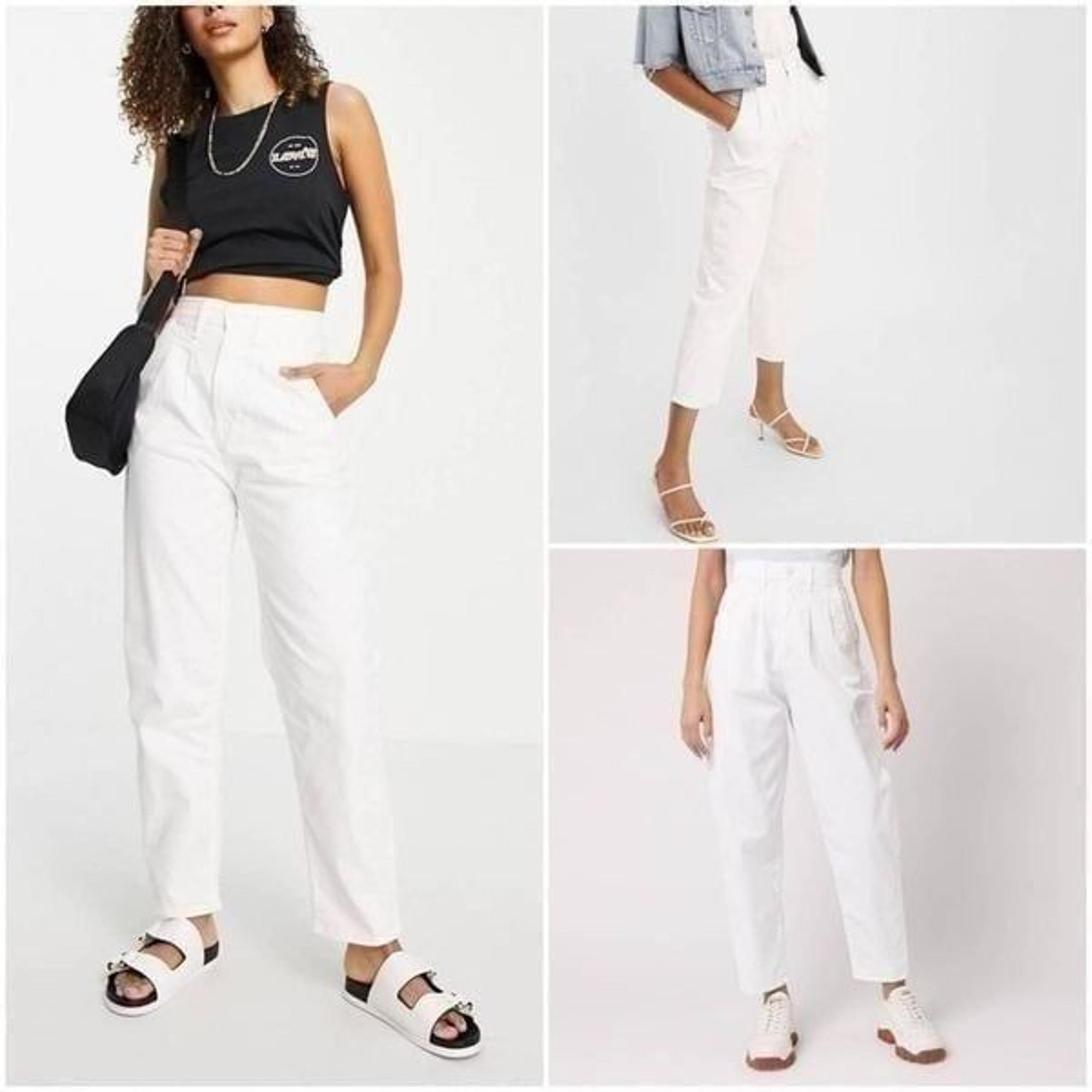 Levi's Premium Pleated Balloon Leg Women's Pants White Waist Size 27 X 28 New