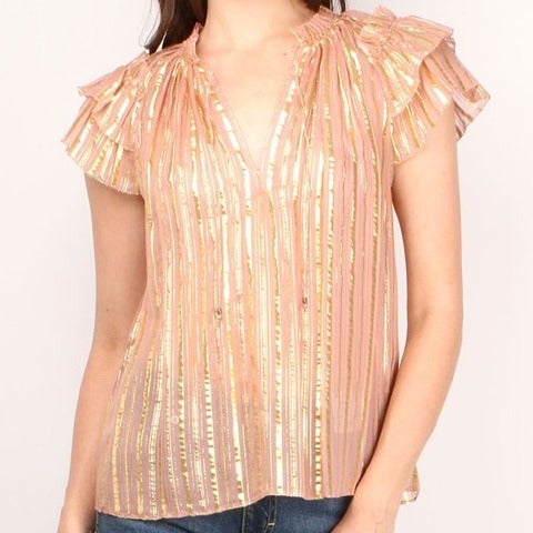 ULLA JOHNSON Kosta Top Lace Pattern Bateau Neckline Blouse Size: XS | US 0