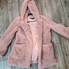 Kenneth Cole coat pink coat soft coat sherpa coat fluffy jacket pink coat