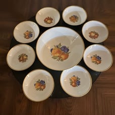Vintage Bavaria Germany Schindig Fruit Dessert Bowls and Serving Bowl 9 piece