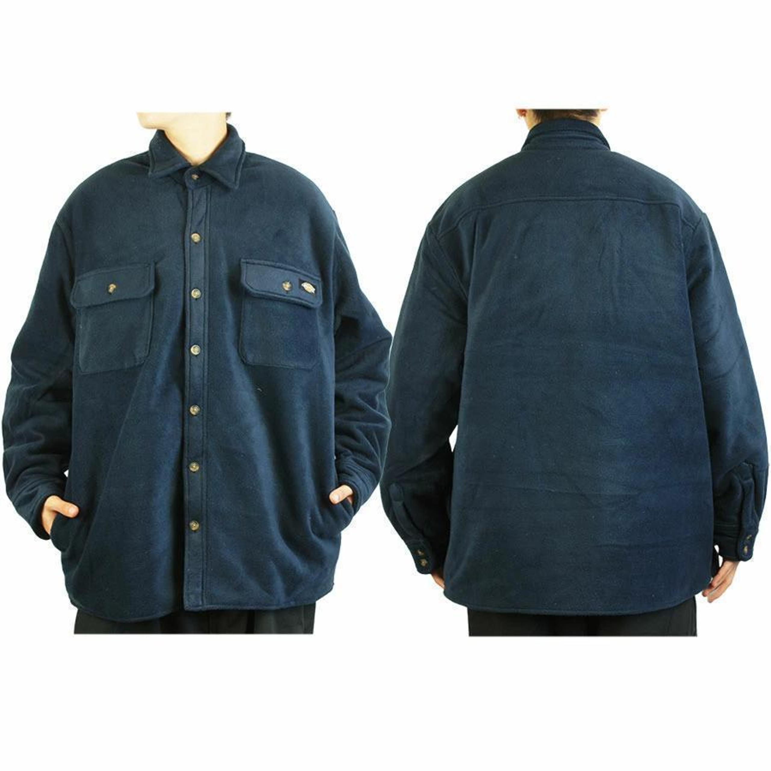 New XL Navy Dickies Fleece Shirt Jacket with Quilted Lining