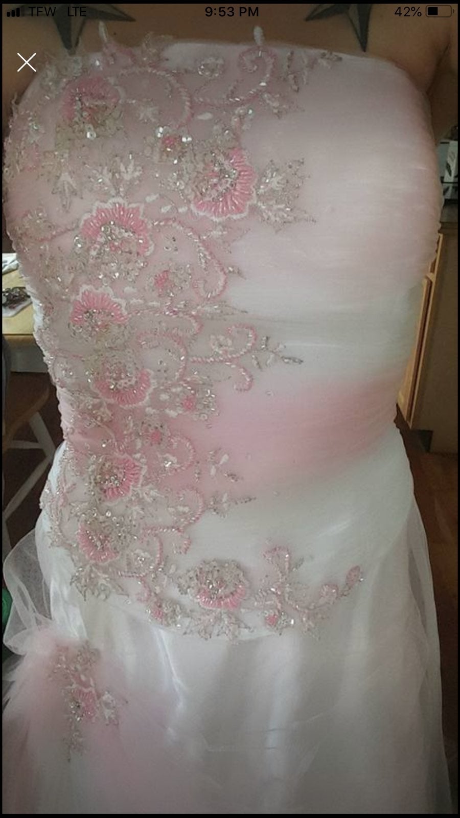 Pink and white prom dress