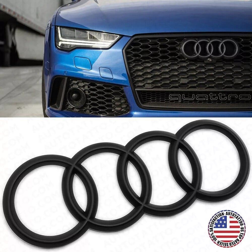 For Audi S4 2009-2016 Matte Black Audi Ring Front Emblem Grille New