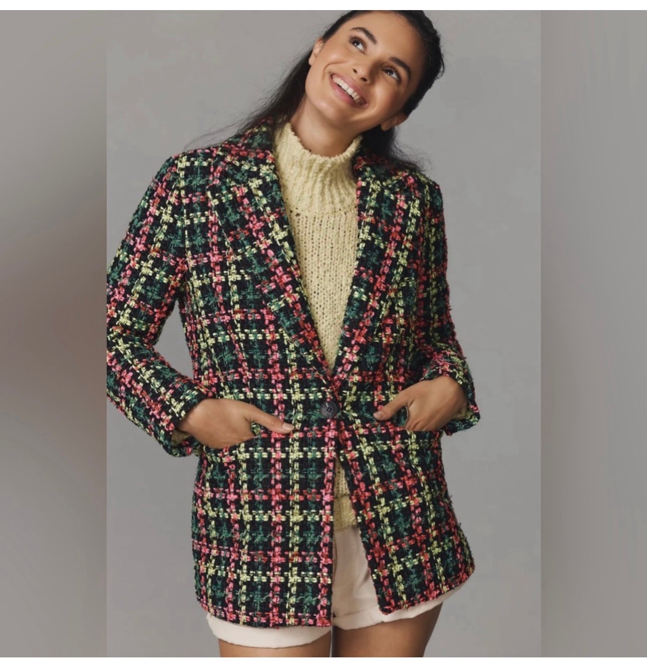 Avec Les Filles Neon Tweed Blazer - Size M
