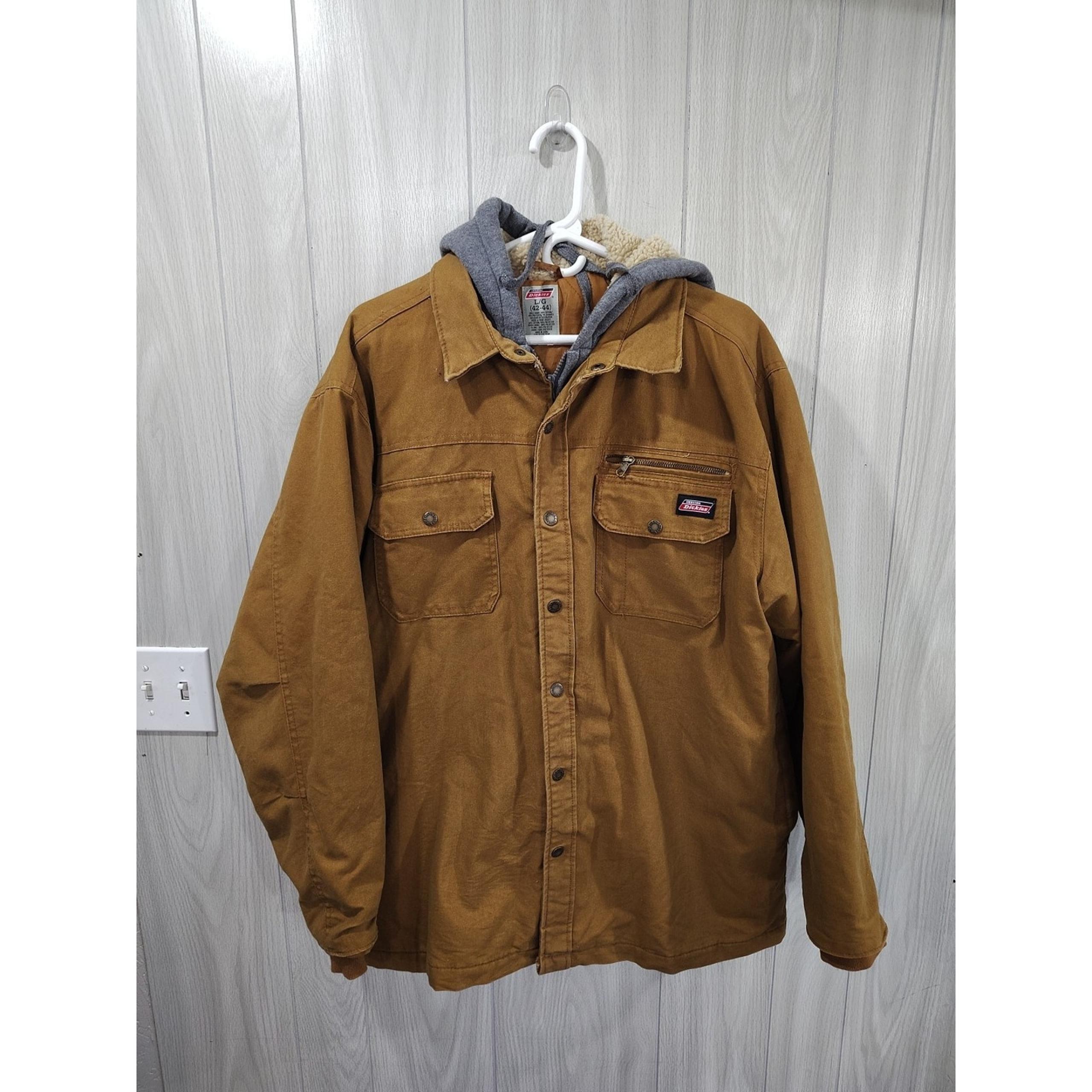 Men's Dickies Chore Coat Size L Hooded Work Farm Ranch Warm