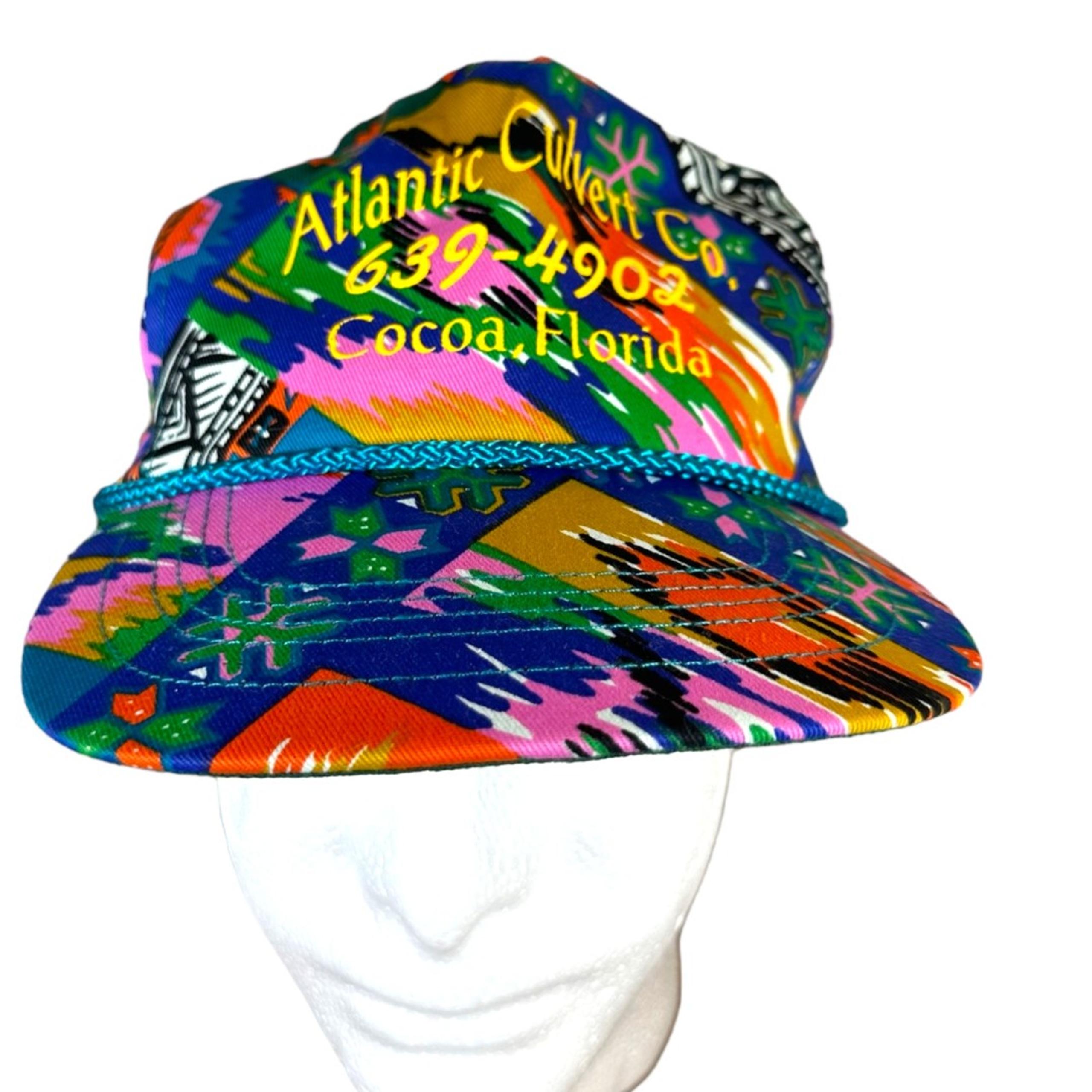 San Sun Vintage Abstract Bright Bold Atlantic Culvert Co Hat Snapback One Size
