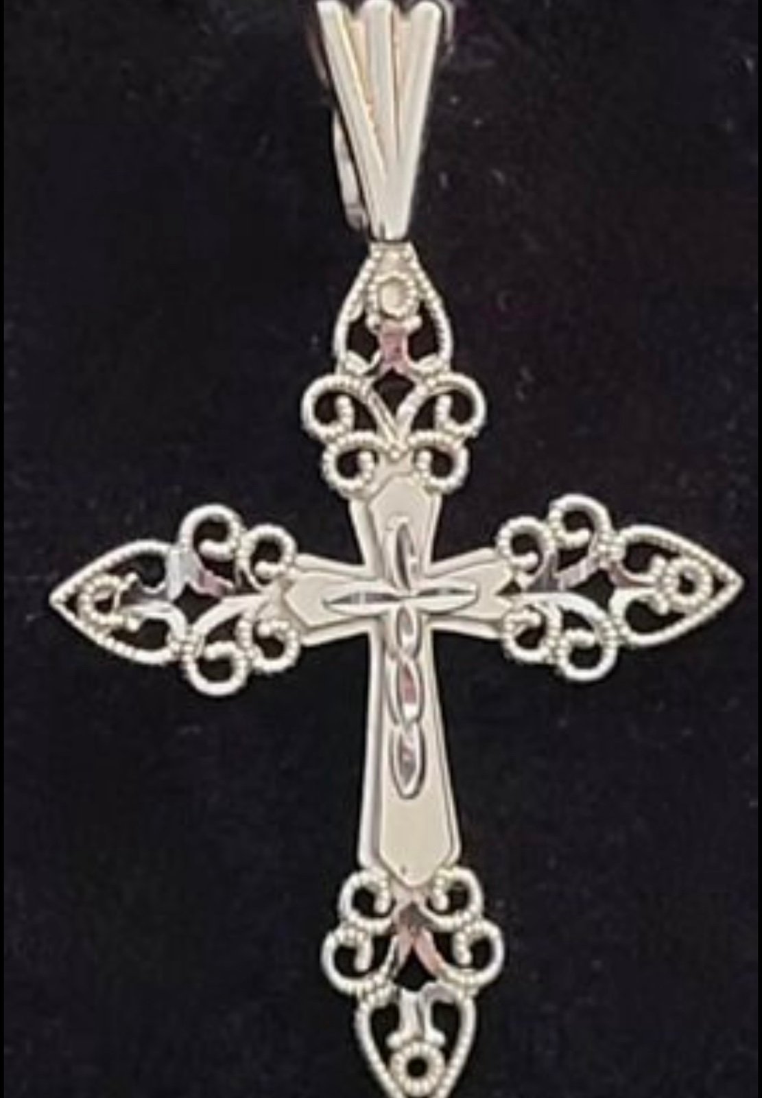 Vintage 14k White Gold Filigree Cross Pendant Size 1.25 .8 Grams