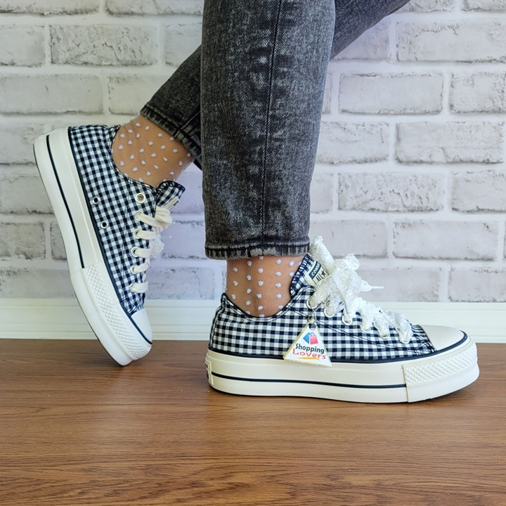 ❤️❤️Chuck Taylor All Star Lift Platform Gingham Sz 9 Women's Shoes White A13664C