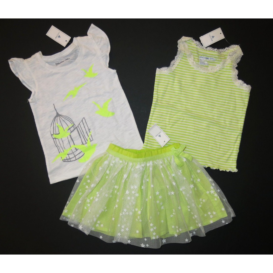 Baby Gap splash rainforest neon tulle star skirt bird cage top shirt tank 18-24