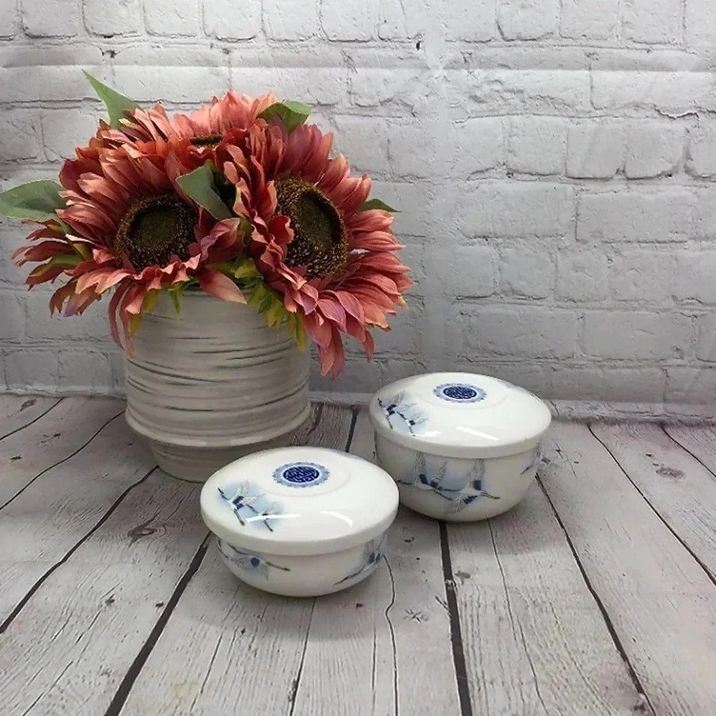vintage Haengnamsa snow bone china covered bowl set