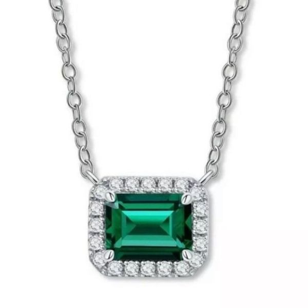 The Primavera 925 silver 18” Emerald green pendant necklace