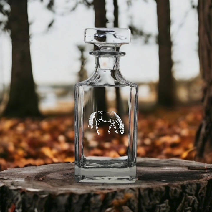 Horse Decanter 26 Oz Bourbon Whiskey Premium Glass Personalize Animal Farm NEW