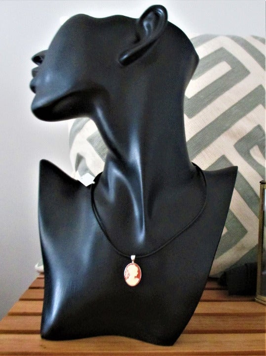 Sterling Silver Cameo Pendant with Leather Cord