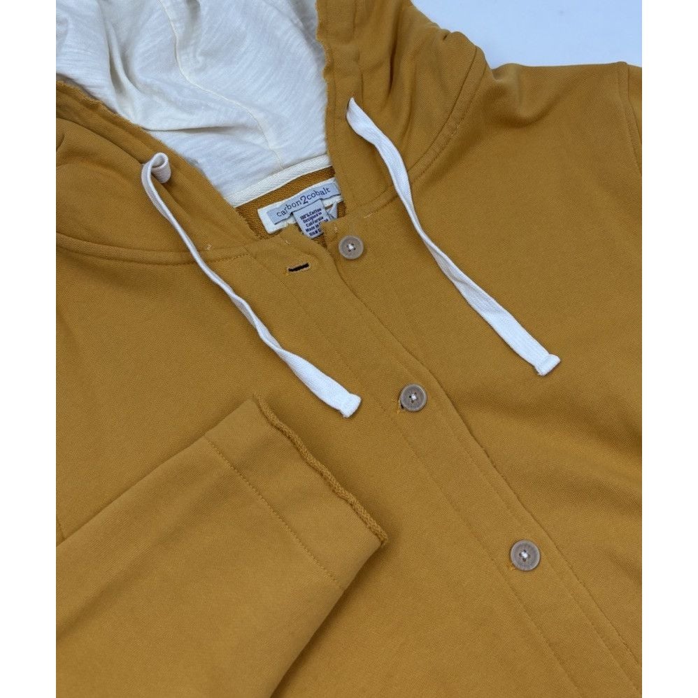 Carbon 2 Cobalt Women's L Cotton Yellow Button Down Hoodie Sweatshirt