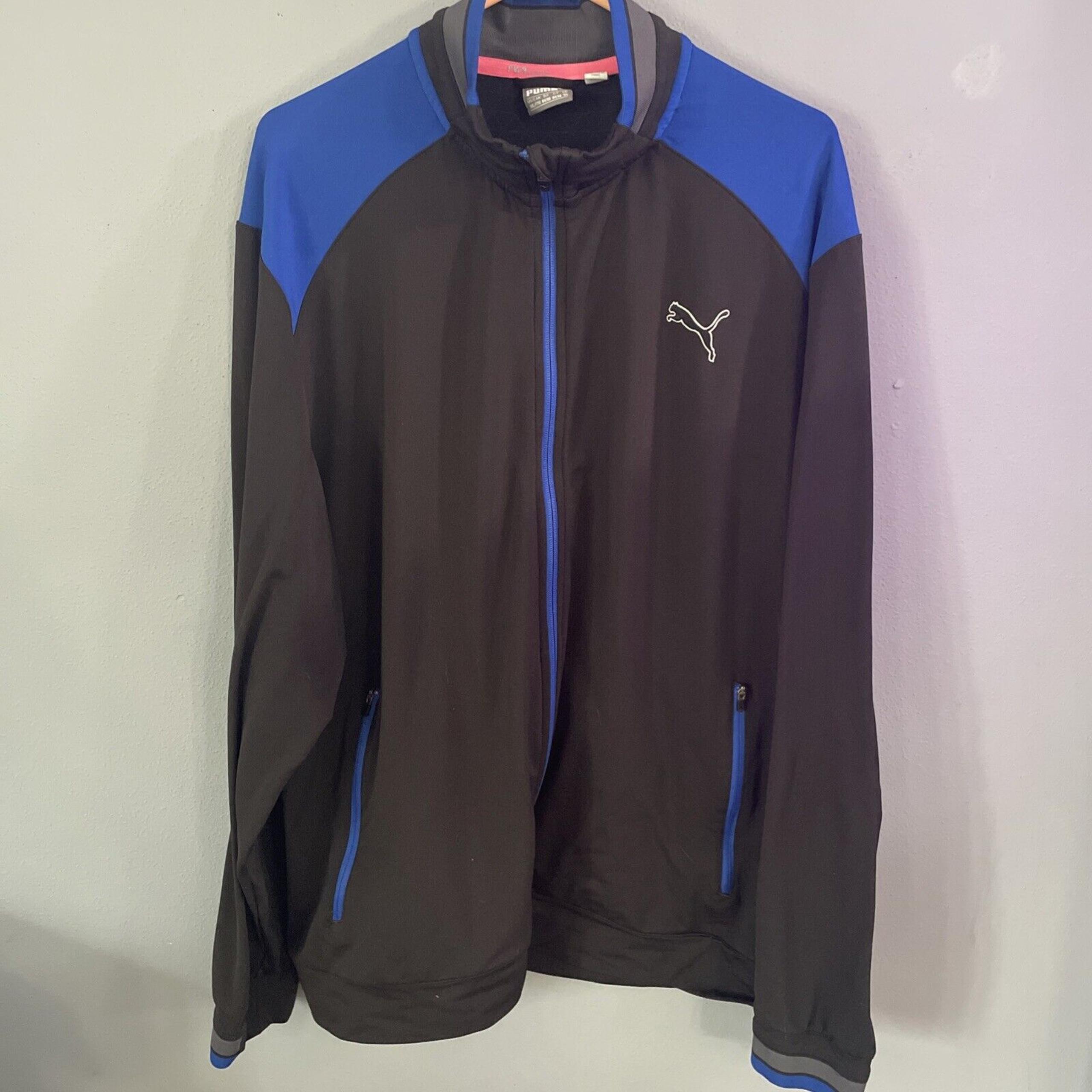 Puma Golf PWRWARM Men’s XXL Longsleeve Track Jacket Black & Blue