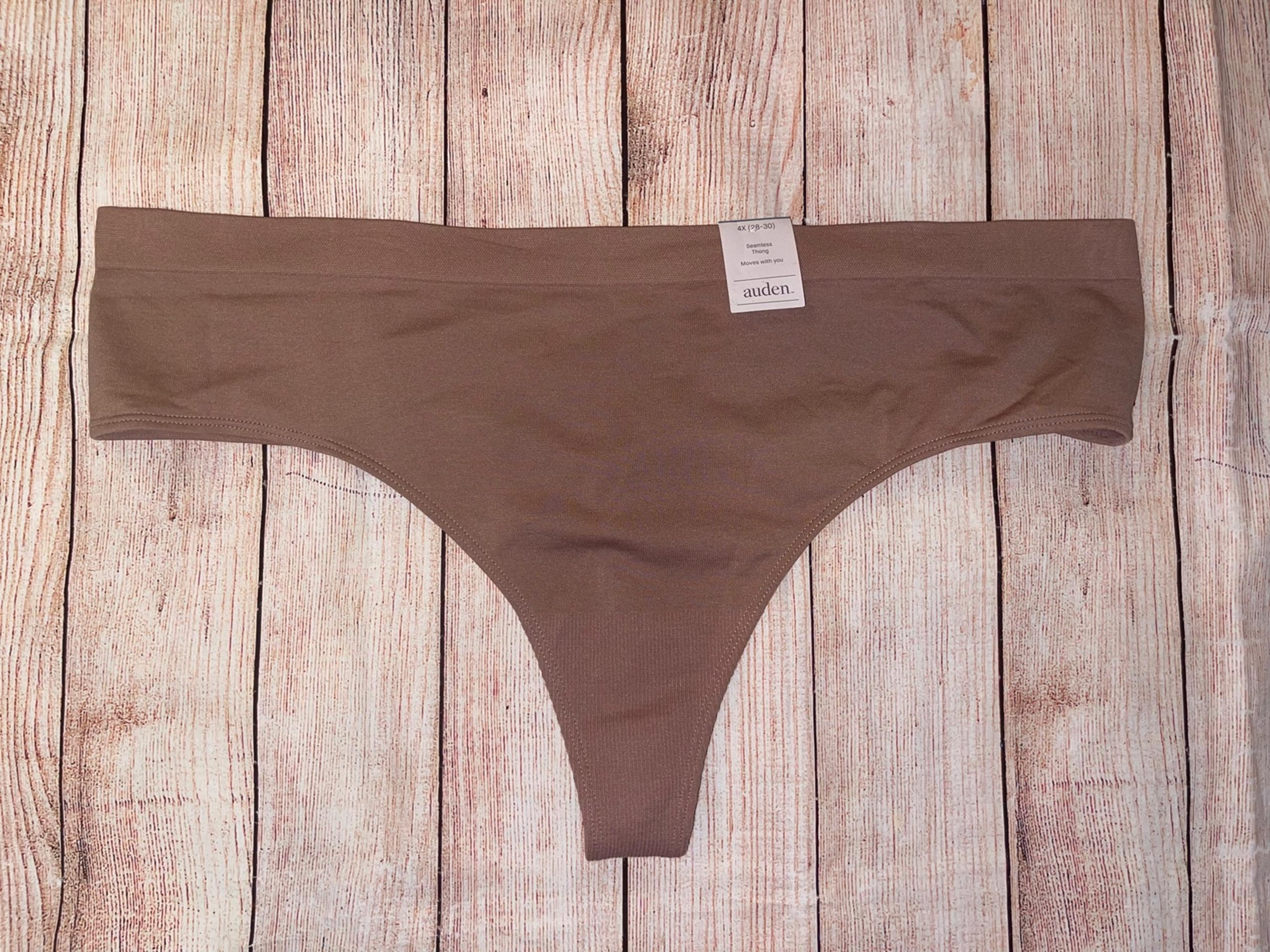 Womens 4X No Show Brown Thong NWT Auden