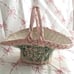 Vintage Shabby Chic Pink Rose Bouquet Hand printed Wicker Rose Basket