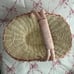 Vintage Shabby Chic Pink Rose Bouquet Hand printed Wicker Rose Basket