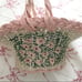 Vintage Shabby Chic Pink Rose Bouquet Hand printed Wicker Rose Basket
