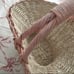 Vintage Shabby Chic Pink Rose Bouquet Hand printed Wicker Rose Basket