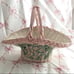 Vintage Shabby Chic Pink Rose Bouquet Hand printed Wicker Rose Basket