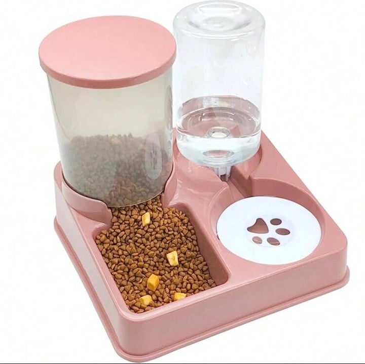 Pink 2-in-1 Automatic Cat Feeder & Water Dispenser