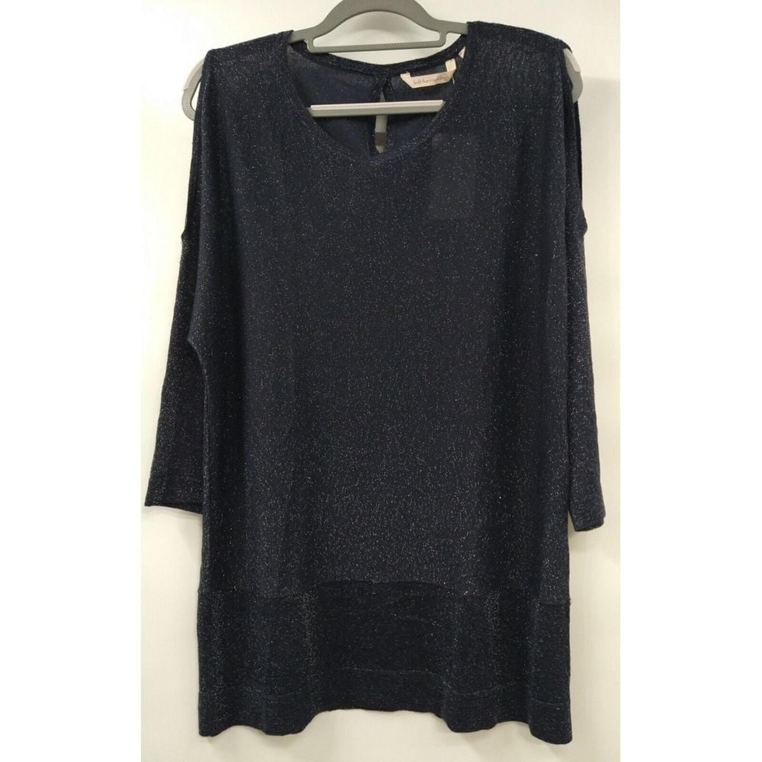 Soft Surroundings size M Eudora Twinkle Sweater Cold Shoulder Black Tunic NWT