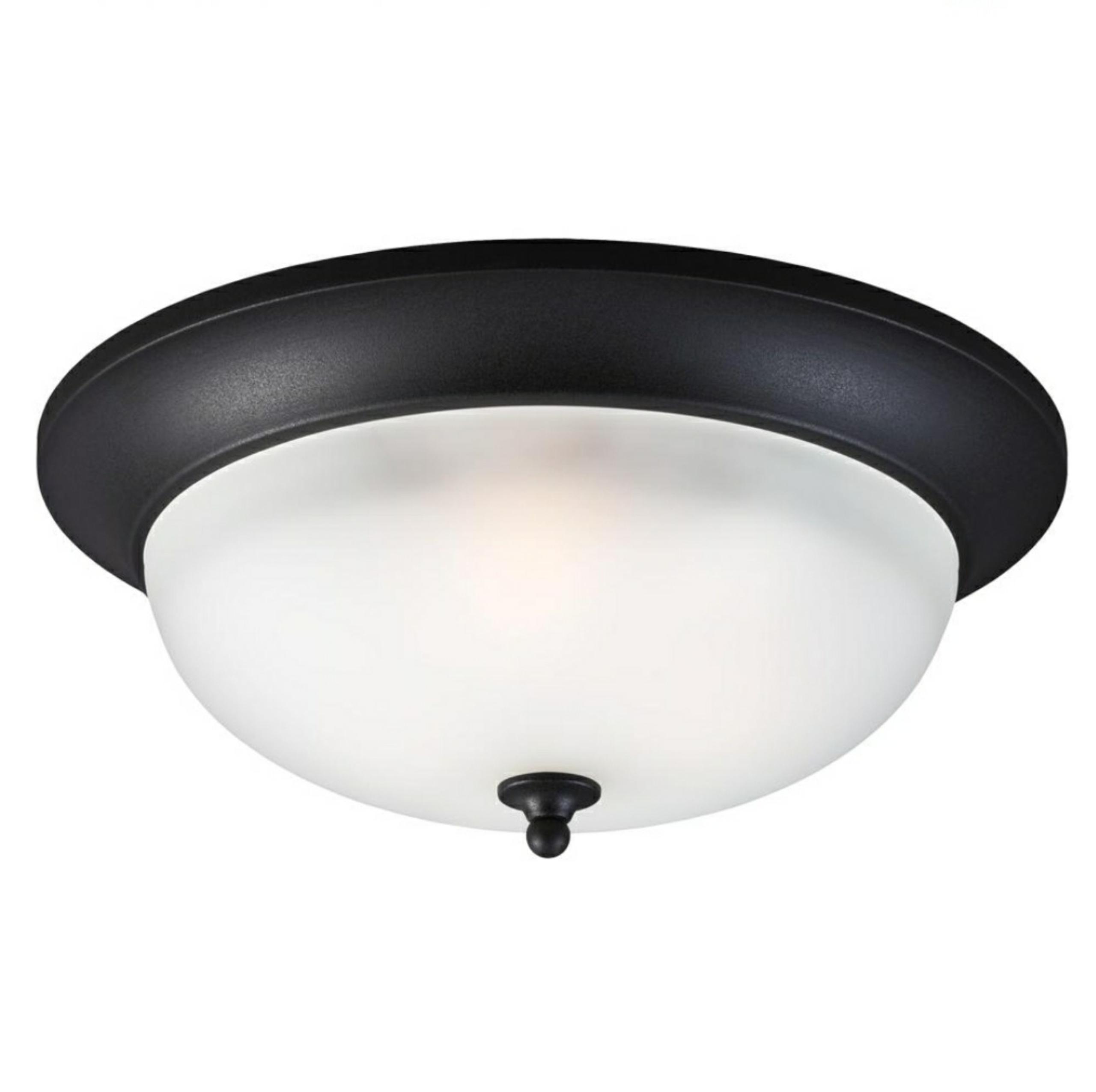 Seagull 7827403BLE-12 3-Light Outdoor Ceiling Flush Mount Black Modern