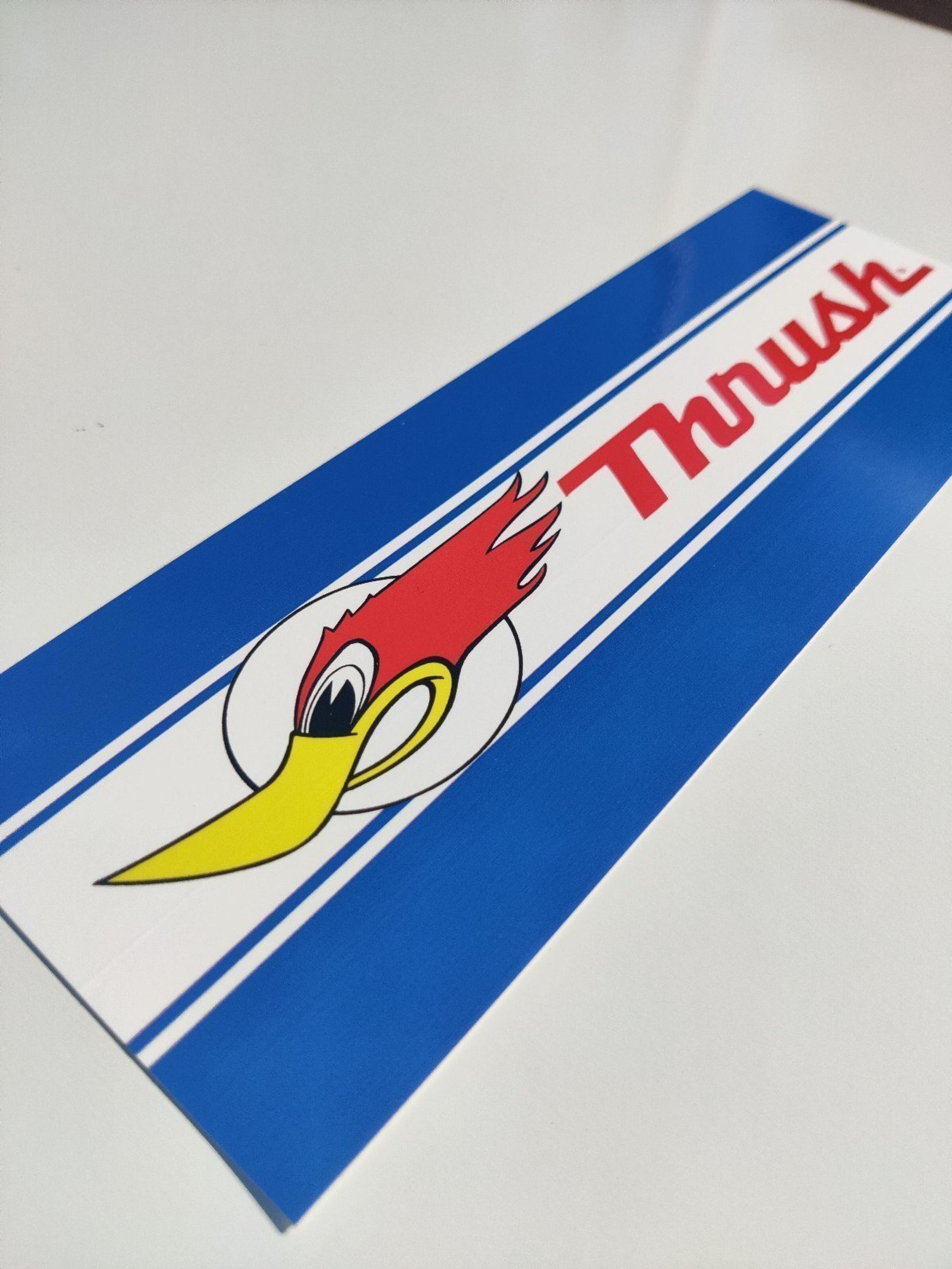 Thrush exhaust racing decal. NHRA Nascar sticker hot rod rat rod muscle car