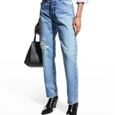 NWT FRAME Le Slouch Biodegradable Jeans in Bluejay Rips sz 24