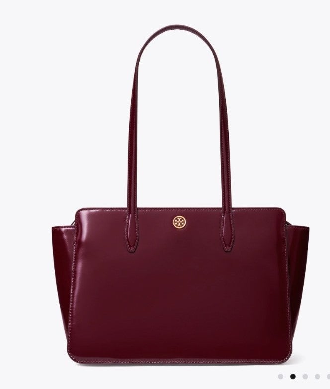 Tory Burch Robinson Small Shiny Leather Tote Bag 448