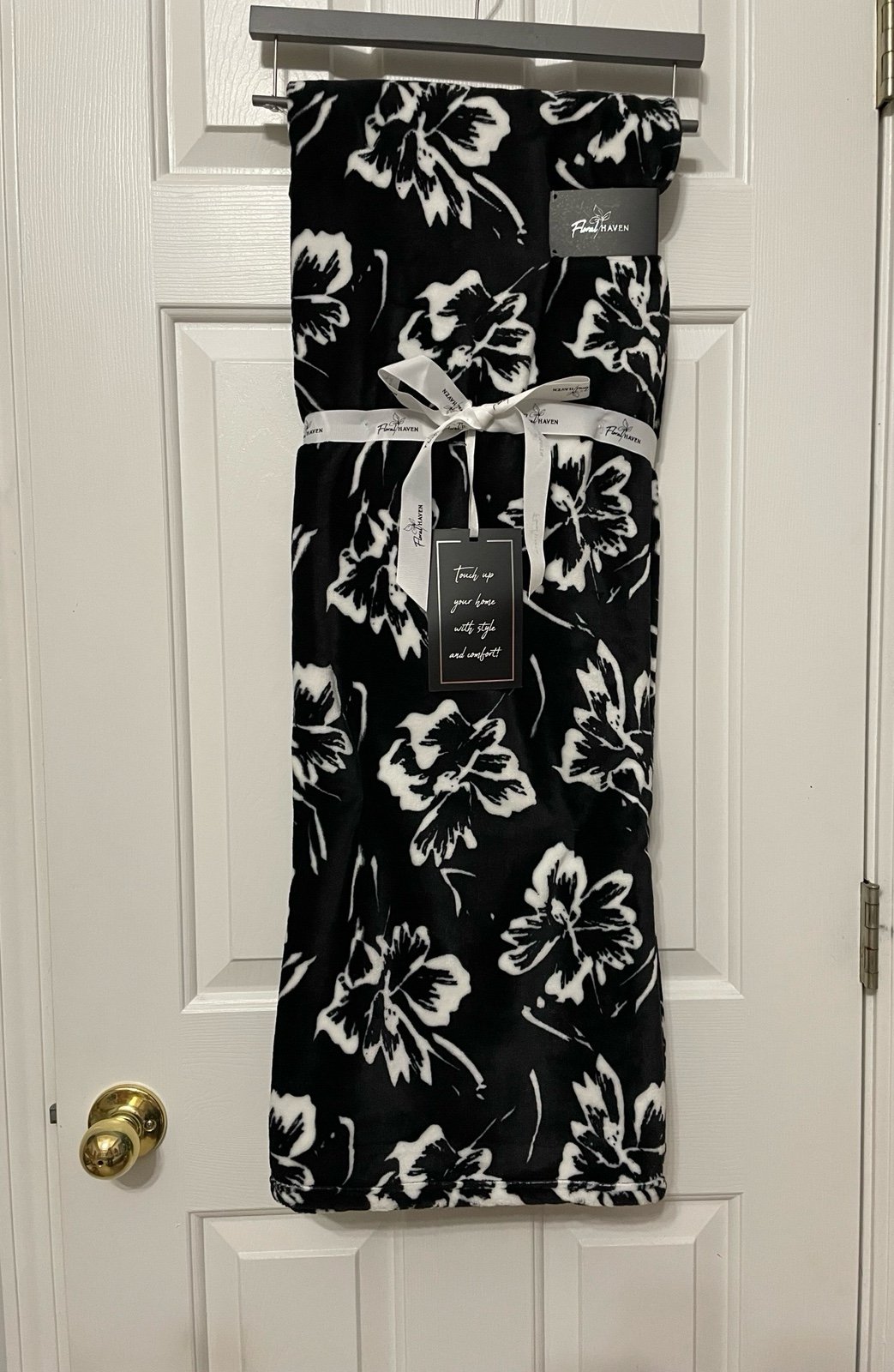 Black floral throw